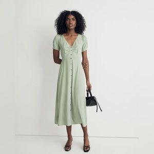 NWT Madewell Leedra Button-Front Midi Dress, Gatehouse Gr, various sizes, NK412